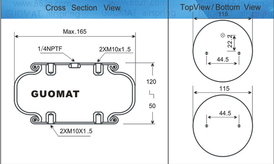 GUOMAT N° 1B6080 Pellets en caoutchouc MAX Diamètre 165 mm ressorts d'air Se référer à 1B5080