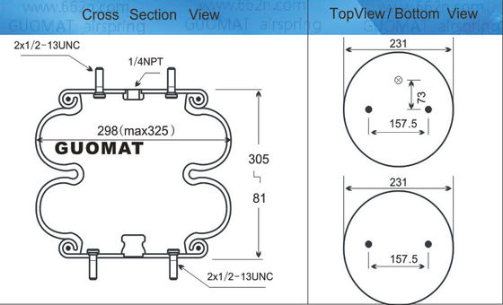 FD 330-22 327 Contitech Air Springs Triangle 6316 / 4327 Hendrickson S13043 Sacs à air en suspension