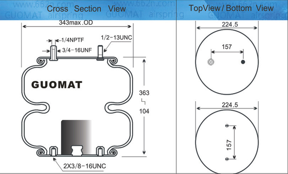 Contitech FD 331-26 514 Suspension Air Spring Entrée d'air 1/4-18 NPTF Sacs à air