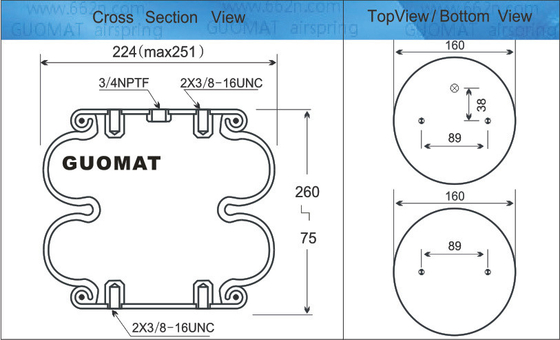 FD 200-19 319 Contitech Air Spring W013586900 Actuateur de ressort à air avec 3/4 NPT