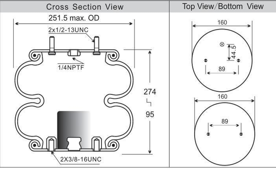 W01-358-6905 American Truck Suspension Air Spring Pour le groupe Hendrickson