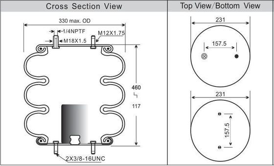 Contitech Air Bellows FT 330-29 520 Suspension de conduite aérienne pour l'isolation de la machine