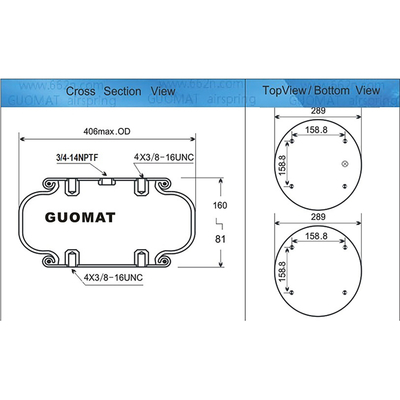 Contitech FS 530-14 3/4-14NPTF Remplacement de ressort pneumatique en caoutchouc 1