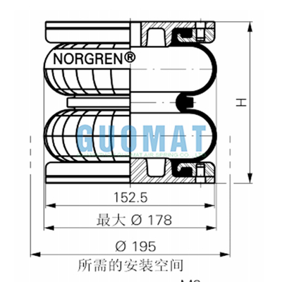 Soufflet pneumatique à double convolution Norgren PM/31062 6''X2 Ressort pneumatique compact