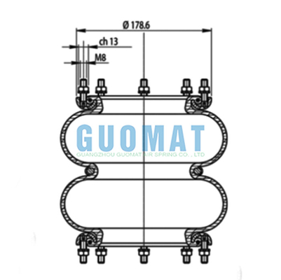 GUOMAT 2H235152 Remplacement de ressorts pneumatiques à brides T291/2 Sacs d'air industriels à double enroulement VOLVO 365461