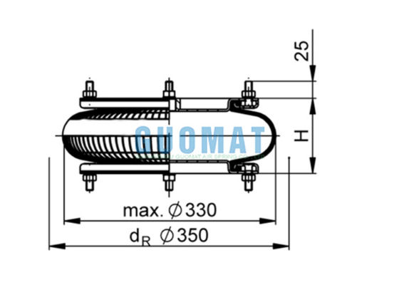 Ressort pneumatique de type convoluté ContiTech FS 412-10 DS, soufflet pneumatique en caoutchouc 12X1