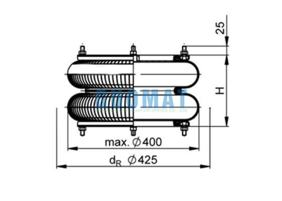 FD 614-26 Contitech Bride Ressort Pneumatique 14"1/2x2 Soufflet Pneumatique en Caoutchouc Pour Machine à Fabriquer des Cartons