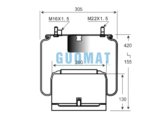 W01-M58-8705 Ressort pneumatique de camion Pièce 1DF25-14 Soufflet en caoutchouc Phoenix Pour DAF 0377498