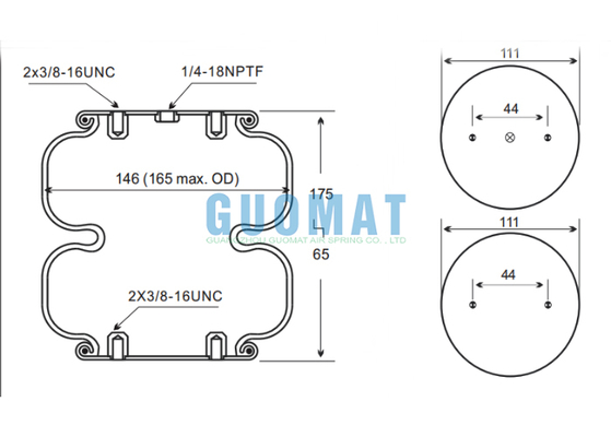 W01-358-7025 Ressort pneumatique Firestone double convolute course 65mm-175mm pour l'industrie