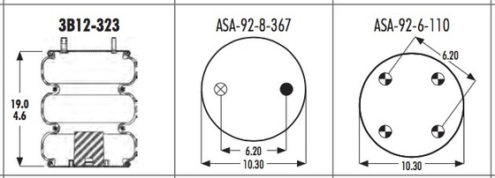 sacs en caoutchouc de ressort pneumatique de 3B12-323 Goodyear pour HENDRICKSON S-14795