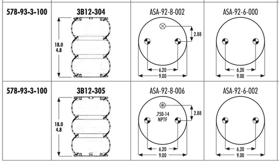 croix compliquée triple de ressort pneumatique de 3B12-304 Goodyear à Firestone W01-358-8013