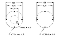 Le ressort 1539 d'airbag de PS Firestone W01-R58-4086 avec les Stomata excentriques aèrent M16X1.5 convenable