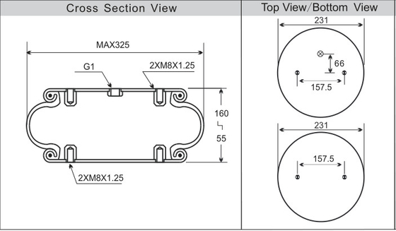 Les kits de pièce de rechange de suspension d'amortisseur d'air de no. 1B330 Contitech FS330-14 aèrent le soufflet