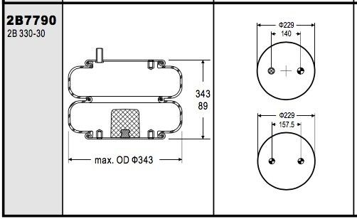 Le ressort pneumatique industriel de W01-358-7790 Firestone Goodyear 2B12-324 beugle le nombre 22C-1.5