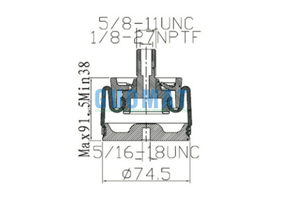 L'amortisseur en deux épaisseurs d'air de la cabine W02-358-3001 Firestone W02-358-3000 a formé le ressort pneumatique de douille