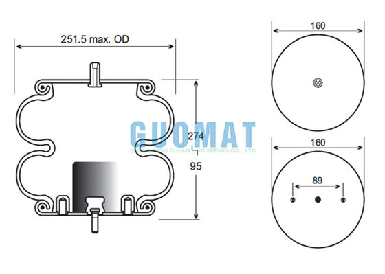 W01-358-7788 Ressort pneumatique en caoutchouc Firestone Capacité de charge 2B9-245 Suspension à coussin d'air Goodyear