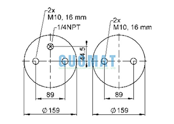 FD 200-19 1/4 M10 Contitech Suspension Air Shock 72047 Double ressort à air enroulé