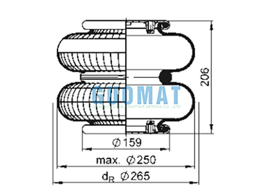 FD 200-19 1/4 M10 Contitech Suspension Air Shock 72047 Double ressort à air enroulé