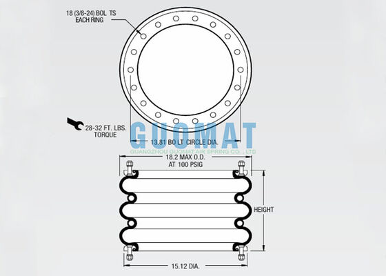 W01-358-7286 Firestone Industrial Air Spring Style 312 Triple Convoluted Air Bag Actuators