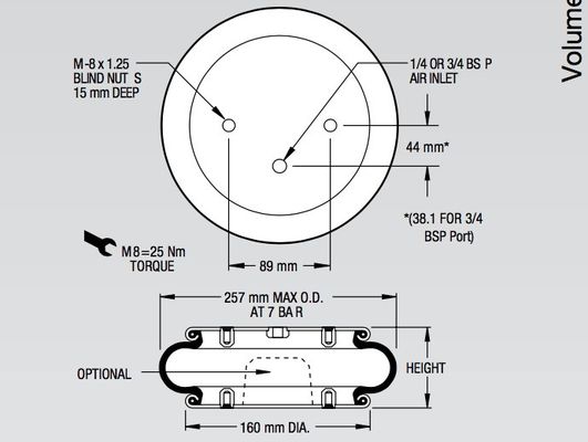ressort pneumatique industriel de 1B9-215 Goodyear 578913201 Enidine YI-1B9-215