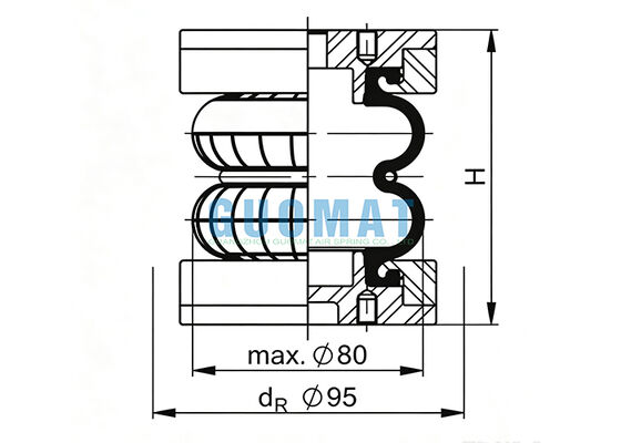 FD 22-4 DI CR Ressort pneumatique industriel en caoutchouc Contitech EB-80-45 Cylindre à soufflet FESTO