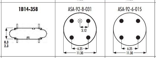 578-91-3-352 ressort pneumatique de Goodyear 1B14-358 Contitech FS530-14 339